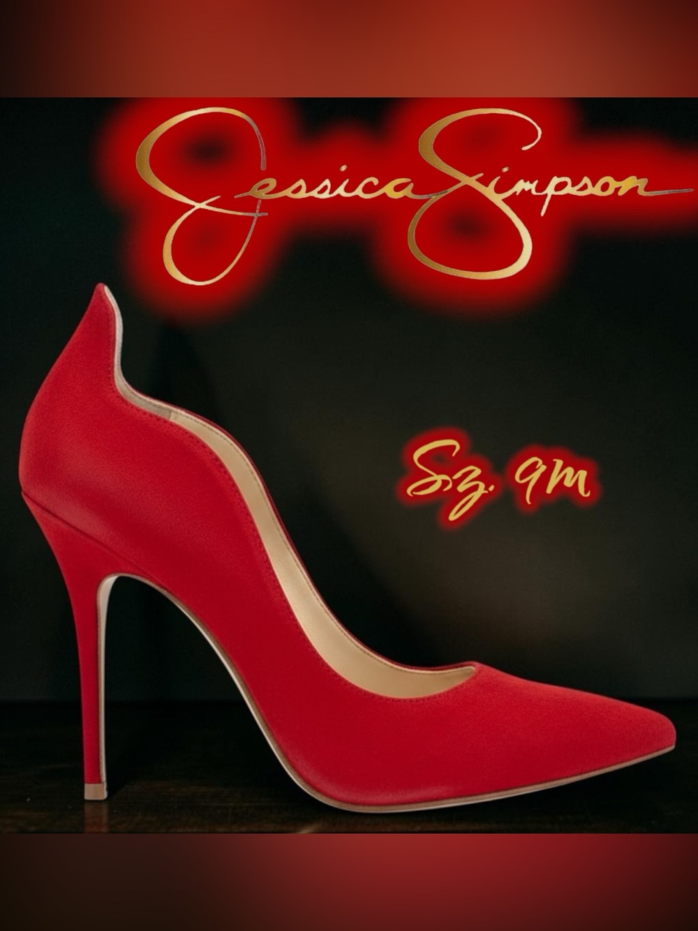 EUC Jessica Simpson JP-Jocela Scarlet Red Suede Pumps Heels Sz 9M